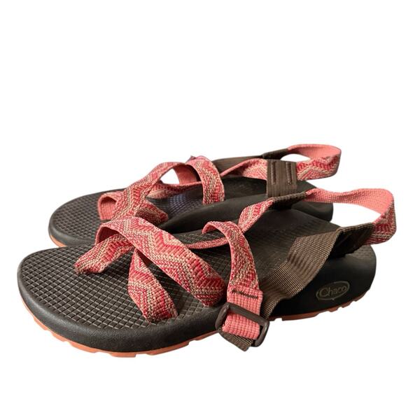 Chaco ZX Womens Pink Brown Striped Double Strap Outdoor Hiking Camping Sandals 7 - Picture 2 of 9